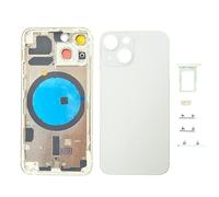 Smartex® Scocca Posteriore in Vetro, Telaio Back Frame Compatibile con iPhone 13 Mini | Senza Logo, Senza COMPONENTI PREINSTALLATI (Bianco)