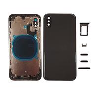 Smartex® Scocca Posteriore in Vetro, Telaio Back Frame Compatibile con iPhone XS | Senza Logo, Senza COMPONENTI PREINSTALLATI (Nero)