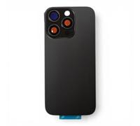 Smartex® Vetro copribatteria per scocca Posteriore Big Hole Compatibile con iPhone 16 PRO | Senza Logo (Nero)