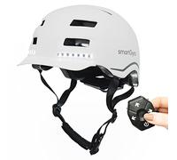 smartGyro Smart Casco, Casco Smart PRO con Luce di Frenata Automatica, Indicatori di Direzione, Altoparlanti, Bluetooth, EPS + PC, Batteria, Visiera Anteriore, Led Anteriori e Posteriori, M, Bianco