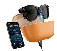 smartia - Occhiali intelligenti con fotocamera, custodia di ricarica portatile, occhiali da sole Bluetooth, IA integrata a comando vocale, APP in italiano, glasses e traduttore, 33MP 4K