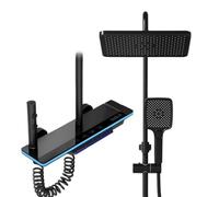 Smartigital - Sistema doccia con miscelatore LELigh Tat e pannello a tempere, set clete (nero caldo e freddo) per bagni moderni