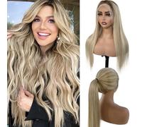 Smartinnov Evidenzia 13x6 HD Parrucca frontale in pizzo per capelli umani Balayage da castano cenere a biondo beige con parrucca frontale in pizzo trasparente biondo platino per donne parrucche senza