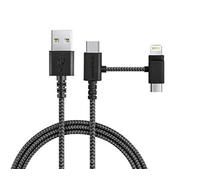 Smartish - Cavo di ricarica universale 3 in 1, 1,8 m, con connettore micro USB e adattatore USB-C, certificato Apple MFi per iPhone/iPad/Airpods e telefoni Android, n. 2, colore: Grigio