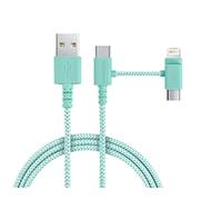 Smartish - Cavo di ricarica universale 3 in 1, 1,8 m, con connettore micro USB e adattatore USB-C, certificato Apple MFi per iPhone, iPad, Airpods e telefoni Android, colore: Teal Me More