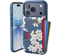 Smartish Custodia a portafoglio per iPhone 17 Pro - Wallet Slayer Vol. 1 [sottile e protettiva] porta carte di credito - Custodia a portafoglio per Apple iPhone 17 Pro, motivo fiori di ciliegio