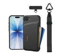 Smartish Custodia a portafoglio per iPhone 17e/16e + cinturino da polso per telefono - [sottile e protettiva] Custodia per telefono con porta carte di credito + cinturino da polso staccabile per Apple