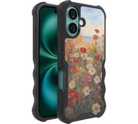 Smartish® Gripzilla - Custodia magnetica per iPhone 16, compatibile con MagSafe, robusta e resistente, custodia sottile rinforzata con protezione testata contro le cadute, motivo: fiori di campo