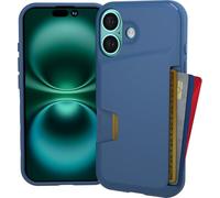 Smartish® Wallet Slayer Vol. 1, Custodia a portafoglio per iPhone 16, sottile e protettiva, con porta carte di credito flip nascosto, testata anticaduta, blu (Blues on Green)