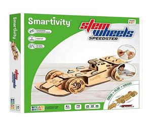 Smartivity Stem Wheels Speedster Wooden Construction Kit, Build Play & Learn, 10