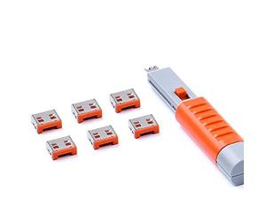 SmartKeeper ESSENTIAL / 6 X USB A Port Blockers con 1 X Lock Key Basic/Arancione