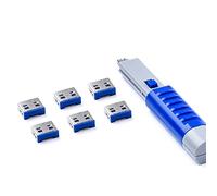 Smart Keeper Serrature Porta USB Basic con Chiave - 6 Blocco 1 Chiave (Blu Scuro)