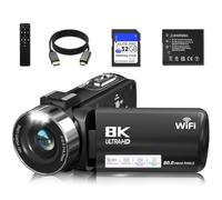 SMARTKLIK 8K Cam Recorder 80MP WiFi Videocamera per principianti Vlogger | Supporto Zoom 18X e 270° Flip Touchscreen Videocamera Videocamera per YouTube con 32GB SD Card, Batterie & Telecomando