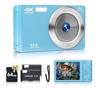 Fotocamera digitale per adolescenti, fotocamera digitale FHD 4K 44MP autofocus con scheda SD da 64 GB zoom 16X, fotocamere per fotografia fotocamera compatta per adolescenti e ragazze per principianti