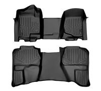 SMARTLINER Tappetini auto su misura, set di 2 file di rivestimento nero per SilveradoSierra 150025003500 Extended Cab 2007-2013