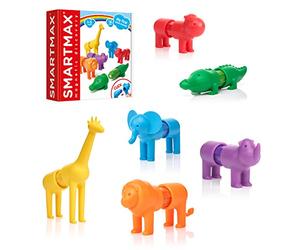SMARTMAX My First Safari Animals : Gioco Magnetico - 18 Pezzi - Da 1 Anno | Animali Magnetici da Comporre - Gioco Educativo Prima Infanzia - Forme e Colori - Motricità Fine - Compatibile con SmartMax