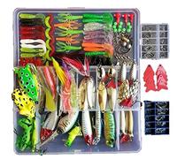 Smartonly Set di 275 esche da pesca con rana, esche morbide in metallo duro, con sonaglio, manovella, minnow, matita, gancio in metallo, per trota, spigola, salmone, con scatola per attrezzatura