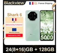 Smartphone Blackview Shark 6 [Nessun caricabatterie UE] 24(8+16)GB+128GB Android 15 5000mAh 120Hz 16MP+8MP 6.88“HD+ IPS 18W NFC/GPS Black