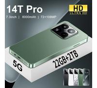 Smartphone HD da 7,3 pollici 5G Dual SIM 8000mAh Telefono cellulare 22GB + 2TB Cellulari 14T Pro Telefono cellulare Android originale Snapdragon 8 gen3 White 12GB 512GB