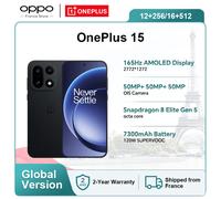 Smartphone OnePlus 15 5G versione globale con processore Snapdragon 8 Elite Gen 5, display a 165 Hz, batteria da 7300 mAh, ricarica da 120 W, eSIM e NFC - Nero