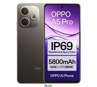 OPPO A5 Pro Smartphone, Foto AI 50MP, Frontale 8MP, Display 6.67” 90HZ LCD HD+, 5800mAh, RAM 8(Esp4GB/6GB/8GB)+ROM 256GB (esp1TB), IP69, [Versione Italia], Black Brown
