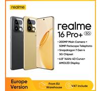 Smartphone Realme 16 Pro Plus 5G con nuovo processore Snapdragon 7 Gen 4, fotocamera da 200MP, schermo AMOLED curvo a 144Hz, batteria da mAh e NFC.