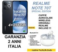 SMARTPHONE REALME NOTE 70T 4 + 256GB 6.74" 4G NERO CON CUFFIE INCLUSE NUOVO