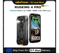 Smartphone rugged Ulefone RugKing 4 Pro 4G con Android 15, fino a 16 GB + 256 GB, batteria da 10200 mAh, impermeabile, display da 6,56" a 120 Hz, fotocamera da 48 MP e NFC.