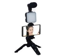 Smartphone Video Vlogger Kit - Studio Tripode Porta, set di riprese complete | Microfono di alta qualità con illuminazione a LED audio trasparente, apparecchiature portatili multifunzionali per la reg