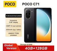 Smartphone Xiaomi POCO C71 4GB+128GB, versione globale, capacità batteria 5200mAh, ricarica rapida 15W, processore UNISOC T7250, display Dot Drop da 6,88 pollici con refresh rate fino a 120Hz, fotocam