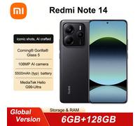 Smartphone Xiaomi Redmi Note 14 Versione Globale, 6+128GB ROM, MediaTek Helio G99-Ultra, Fotocamera 108MP, Display AMOLED 6.67", Batteria 5500mAh