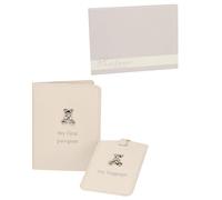 SmartSF Bambino Baby Unisex Bianco Ecopelle Passaporto Portafoglio e Etichetta Bagaglio, bianco, 2 pz, Classico