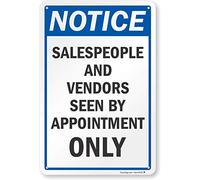 'Smartsign aluminum Sign, Legend "Notice: Vendors Seen by Appointment Only", 45,7 cm di altezza x 30,5 cm di larghezza, nero/blu su bianco