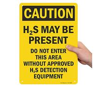 SmartSign Cartello "Attenzione - H2S May Be Present, Do Not Enter Without Approved Equipment" | 25,4 x 35,6 cm in alluminio