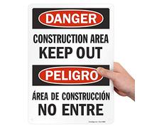 SmartSign Cartello bilingue "Danger - Construction Area, Keep Out" | 25,4 x 35,6 cm in plastica