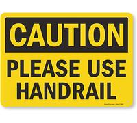 SmartSign Cartello "Caution - Please Use Handrail" | 25,4 x 35,6 cm in alluminio