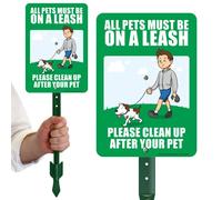 SmartSign Cartello da giardino "All Pets Must Be On Leash - Please Clean Up After Your Pet" con palo da 45,7 cm, in alluminio da 40 ml, riflettente, multicolore, set da 1
