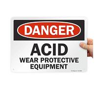 SmartSign Cartello "Danger - Acid, Wear Protective Equipment" | 25,4 x 35,6 cm in alluminio