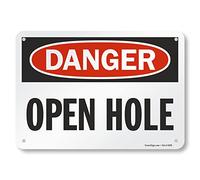 SmartSign Cartello "Danger - Open Hole" | 17,8 x 25,4 cm in alluminio