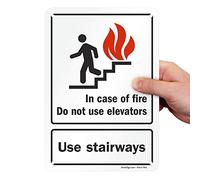 SmartSign Cartello "In Case Of Fire Do Not Use Elevators, Use Stairways" | 17,8 x 25,4 cm in plastica