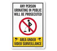 SmartSign Cartello in metallo "Any Person Urinating In Public Will Be Prosecuted - Area Under Video Surveillance", 40 mil laminato in alluminio antiruggine, multicolore