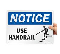 SmartSign Cartello in plastica, con scritta "Notice: Use Handrail", 25,4 cm di altezza x 35,6 cm di larghezza, nero/blu su bianco
