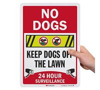 SmartSign Cartello "No Dogs - Keep Dogs Off The Lawn, 24 Hour Surveillance" | 25,4 x 35,6 cm 3M in alluminio riflettente di grado ingegneristico