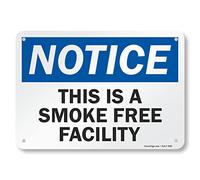 SmartSign Cartello "Notice - This Is A Smoke Free Facility" in alluminio da 17,8 x 25,4 cm