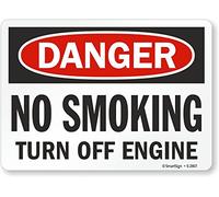 SmartSign Cartello "Pericolo - No Smoking, Turn Off Engine" in plastica 25,4 x 35,6 cm