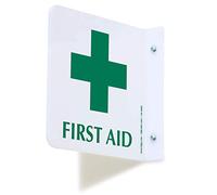 SmartSign Cartello proiettabile "First Aid", cartello in acrilico a forma di L, preforato con fori, bordi lucidati, altamente visibile, 15,2 x 15,2 cm