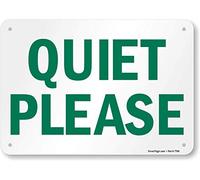 SmartSign Cartello "Quiet Please" con fori pre-cancellati, stampa digitale, plastica HDPE da 55 mil, verde e bianco, 17,8 x 25,4 cm