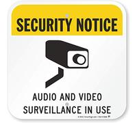 SmartSign Cartello "Security Notice - Audio and Video Surveillance in Use" | 30,5 x 30,5 cm in alluminio