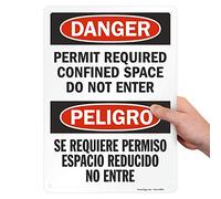SmartSign "Danger - Permit required Confined Space, Do Not Enter" cartello bilingue | 25,4 x 35,6 cm in alluminio