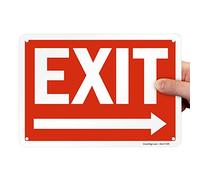 SmartSign S-1253-PL-10 - Cartello "Exit" con freccia destra, in plastica, 17,8 x 25,4 cm, colore: Bianco su rosso